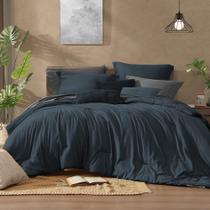 Jogo de Cama Monbix King Size Azul Marinho 7 Peças Jogo de Cama Monbix King Size Azul Marinho 7 Peças