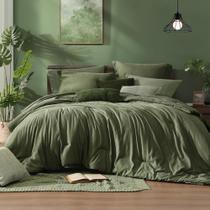 Jogo de Cama Monbix Queen Verde Oliva 7 Peças