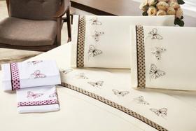 Jogo de cama naturale queen 4 pecas - poa bege/marrom - Enxovais Aquarela LTDA