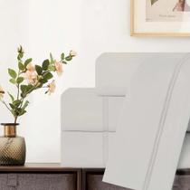 Jogo de Cama Niazitex Percal Soft 300 Glamour King Cinza Claro 4 Peças - Conforto e Sofisticação