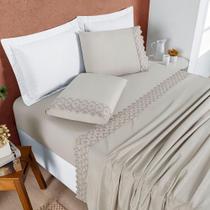 Jogo De Cama Nobless Casal Padrão 04 Peças - com sofisticação na cor Amêndoa