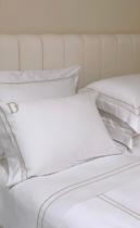 Jogo de Cama Percal 400 Fios com Bordado Duplo com Inicial Jogo de Cama Percal 400 Fios com Bordado Duplo com Inicial