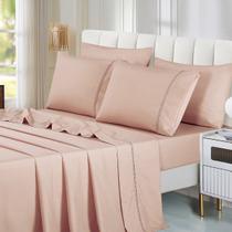 Jogo de Cama Percal 400 Fios Premium Lençol com Elástico Total Linha Luxo