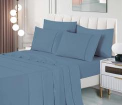 Jogo de Cama Percal Soft Niazitex 300 Fios Glamour Queen Azul - 100% Poliéster