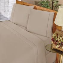 Jogo de cama ponto palito Elegance casal queen 4 peças cáqui Jogo de cama ponto palito Elegance casal queen 4 peças cáqui