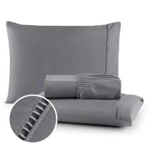 Jogo de Cama Ponto Palito Solteiro 2 Peças 400 Fios Toque Acetinado