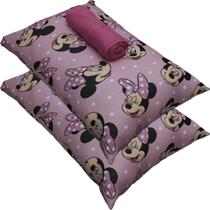 Jogo de Cama Portallar Casal Malha 100% Algodão Disney Big Minnie 3 Peças Rosa