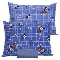 Jogo de Cama Portallar Casal Malha Mista Disney Mickey Hey 3 Pçs Azul