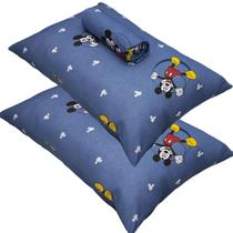 Jogo de Cama Portallar Casal Malha Mista Estampado Disney Mickey Circle 3 Pçs Azul