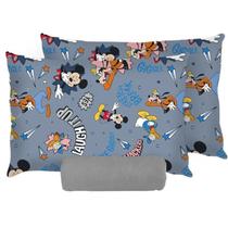 Jogo de Cama Portallar Casal Mickey Alegre Malha Mista Disney 3 Pçs Cinza