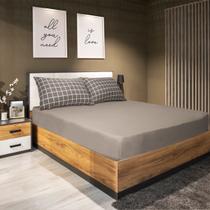 Jogo de Cama Portallar Queen Malha 100% Algodão Premiun Classic Laura 3 Peças Capuccino