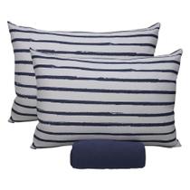 Jogo de Cama Portallar Queen Malha 100% Algodão Premiun Classic Paula 3 Peças Azul