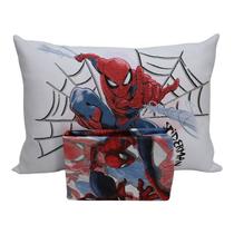 Jogo de Cama Portallar Solteiro Joy Malha Mista Estampado Marvel Spider Joy 2 Peças Branco