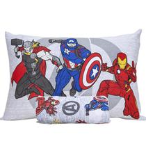 Jogo de Cama Portallar Solteiro Malha Mista Joy Disney Marvel Assemble Avengers Shield 02 Pçs Cinza