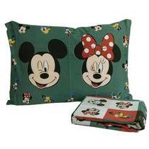 Jogo de Cama Portallar Solteiro Mickey Faces Malha Mista Disney 2 Pçs Verde