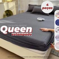 Jogo de Cama PREMIER Lençol Casal Queen 4 Peças Estampas Sortidas Microfibra