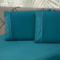 Jogo de Cama Prime Liso Turquesa King 03 Peças - Percal 400 Fios