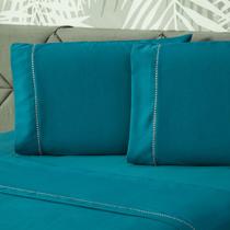 Jogo de Cama Prime Liso Turquesa King 04 Peças - Percal 400 Fios