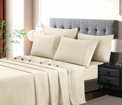 Jogo de Cama Provence Casal Bordado Inglês - 4 Peças Têxtil Arte