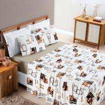 Jogo de cama quality casal padrão 4 peças - 100% algodão - malha penteada