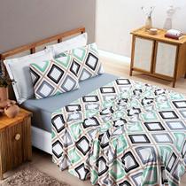 Jogo de cama quality queen 4 peças - 100% algodão - malha penteada