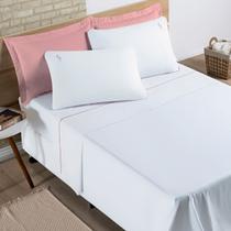 Jogo de Cama Queen 100% Algodão Percal 200 Fios Liana 04 Peças Branco Jogo de Cama Queen 100% Algodão Percal 200 Fios Liana 04 Peças Branco