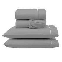 Jogo De Cama Queen 3 Peças 400 Fios Toque Aveludado Cinza