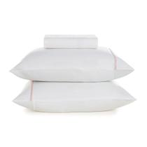 Jogo de Cama Queen 3 Peças Karsten Noah Percal Branco/ Rosa