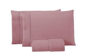 Jogo de Cama Queen 3 Peças New Laura Micropercal Ponto Palito Toque Algodão com Elástico Branco Cinza Rose