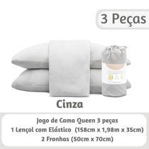 Jogo de Cama Queen 3 Peças Tecido Fresco e Macio com Lençol Elástico e 2 Fronhas Jogo de Cama Queen 3 Peças Tecido Fresco e Macio com Lençol Elástico e 2 Fronhas