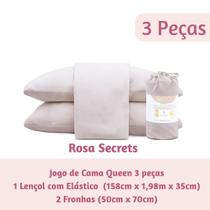 Jogo de Cama Queen 3 Peças Tecido Fresco e Macio com Lençol Elástico e 2 Fronhas Jogo de Cama Queen 3 Peças Tecido Fresco e Macio com Lençol Elástico e 2 Fronhas