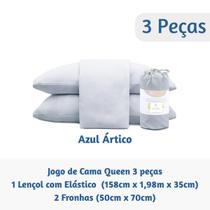 Jogo de Cama Queen 3 Peças Tecido Fresco e Macio com Lençol Elástico e 2 Fronhas