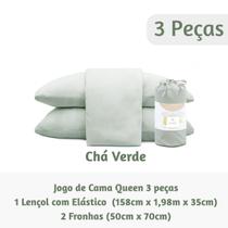 Jogo de Cama Queen 3 Peças Tecido Fresco e Macio com Lençol Elástico e 2 Fronhas Jogo de Cama Queen 3 Peças Tecido Fresco e Macio com Lençol Elástico e 2 Fronhas