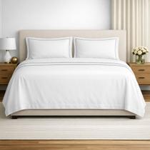 Jogo de Cama Queen 300 Fios Algodão Egípcio Cetim Branco