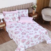 Jogo de Cama Queen 3p Lençol sem Elástico + Fronha 100% Algodão Percal Esmeralda