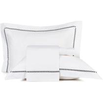Jogo de Cama Queen 4 Pçs Bordados em Cetim 300 Fios 100% Algodão Altenburg Cercle Preto