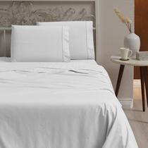 Jogo de cama queen 4 peças 100% algodão 400 fios branco