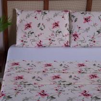 Jogo De Cama Queen 4 Peças 400F Lençol De Cima Flores Rose