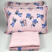 Jogo de Cama Queen 4 Peças Malha Stitch Rosa Bebê - Colloda