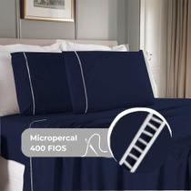 Jogo de Cama Queen 400 Fios Percal 4 Peças Ponto Palito