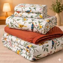 Jogo de Cama Queen 5 Peças Edredom Jogo de Lençol Sonhare Estampado Jogo de Cama Queen 5 Peças Edredom Jogo de Lençol Sonhare Estampado