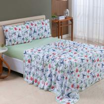 Jogo de Cama Queen Algodão Malha Macia e Resistente Estampado 04 Peças Jogo de Cama Queen Algodão Malha Macia e Resistente Estampado 04 Peças