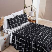 Jogo De Cama Queen Austin 4 Peças 200 Fios Micropercal Grid