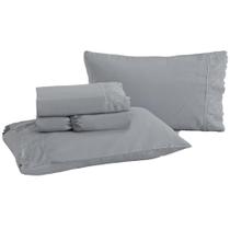 Jogo De Cama Queen Bordado Inglês Rozac Golden Cinza Jogo De Cama Queen Bordado Inglês Rozac Golden Cinza