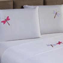 Jogo de Cama Queen Bordado Libélula 4 Peças