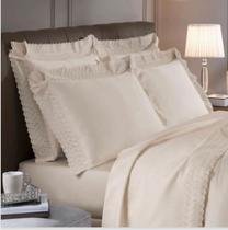 Jogo de cama queen Buettener Percal 300 fios 100% Algodão 01 Lençol com Elástico e 02 Fronhas