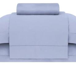 Jogo De Cama Queen Cetim 300 Fios -Buddemeyer Cor Azul Desenho Do Tecido Liso-100% Algodão Jogo De Cama Queen Cetim 300 Fios -Buddemeyer Cor Azul Desenho Do Tecido Liso-100% Algodão