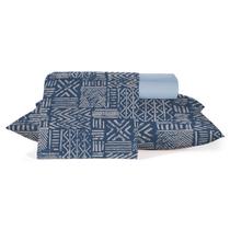 Jogo de Cama Queen Classic Asteca Azul 4 Peças 160 Fios Teka