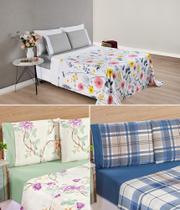 Jogo de cama queen com lençol de cima 250cm x 240cm lecol casal quin com 4 peças