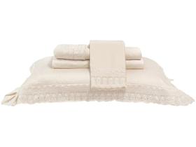 Jogo de Cama Queen com Renda Renascença Percal 300 Fios Buettner
